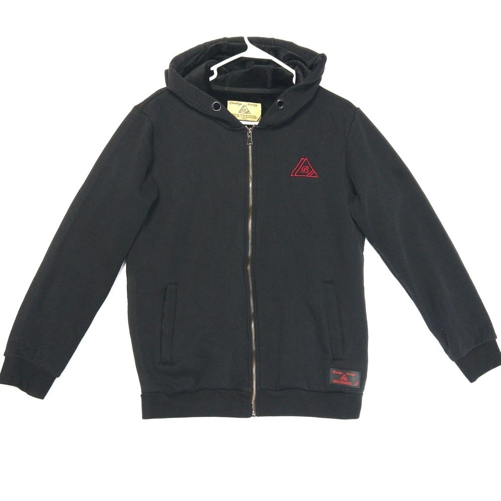 Privilege Society Mens Hoodie Jacket Fur Lined Embroidered Full Zip Black 42 S M
